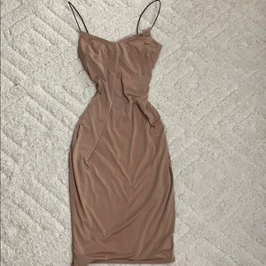 Nude bodycon spaghetti strap dress
